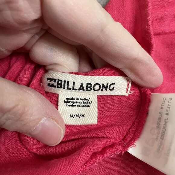 Billabong Island Hopper Top Pink J54UBIS Size Medium Cropped Fit Tie - Picture 6 of 9